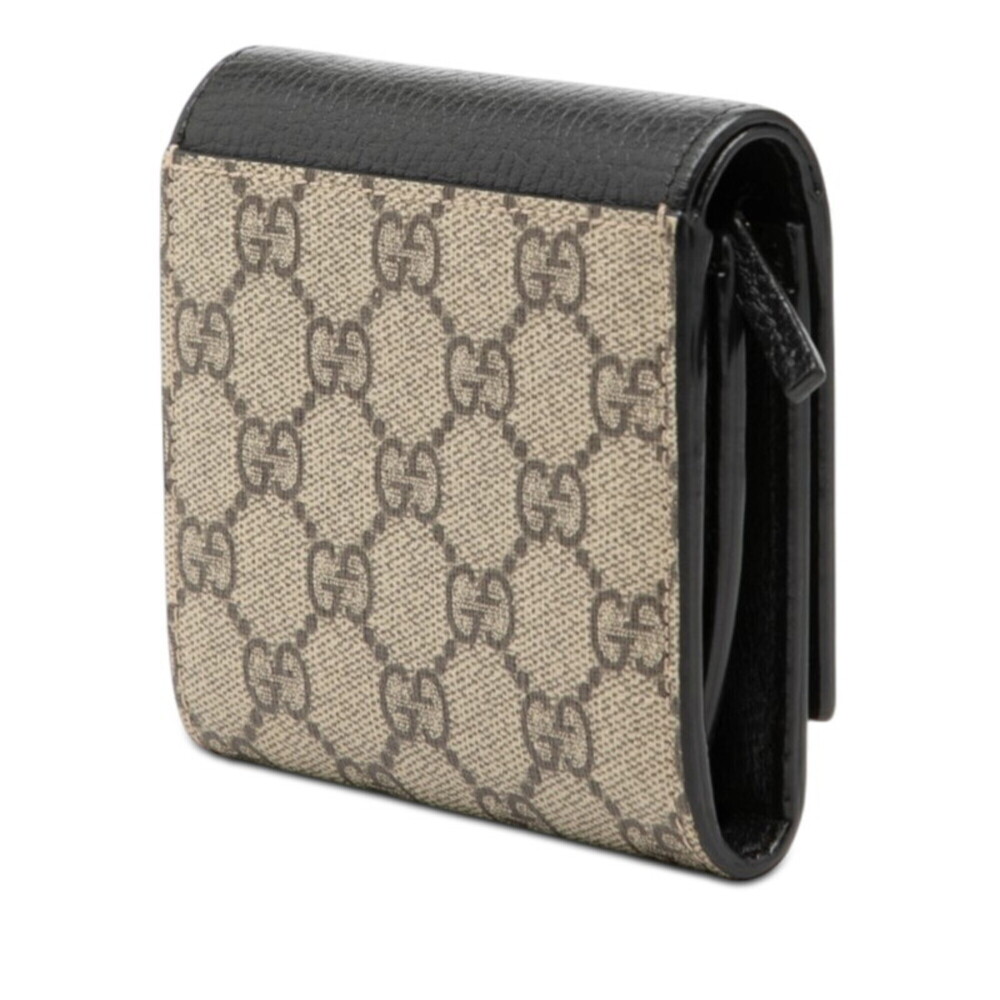 Gucci GG Supreme Marmont Logo L-shaped Zipper Bi-fold Wallet 598587 Beige Bla... - Picture 2 of 5
